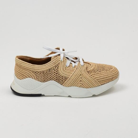 CLERGERIE Silvio Woven Raffia Sneakers Beige Size 39.5 240062